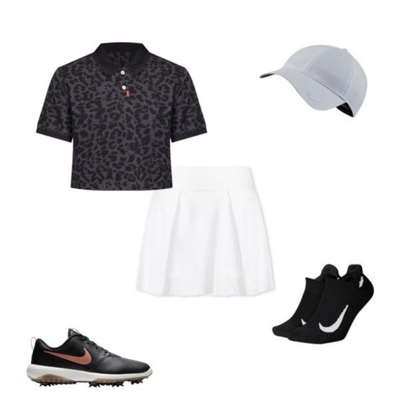 NIKE Animal Print Short Sleeve Golf Polo Crop - Picture 3 of 8
